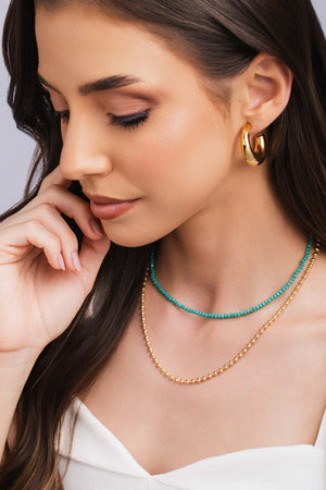 Gargantilha Bolinhas Lisas 3 mm Banhado a Ouro 18K - 40+5 cm