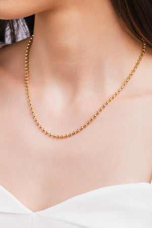 Gargantilha Bolinhas Lisas 3 mm Banhado a Ouro 18K - 40+5 cm