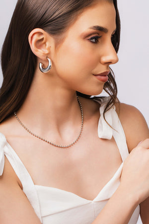 Gargantilha Bolinhas Lisas 3 mm Ródio Branco - 40+5 cm