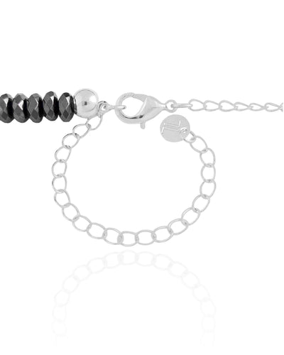 Choker Hematita Grafite 6 mm Ródio Branco - 35 cm