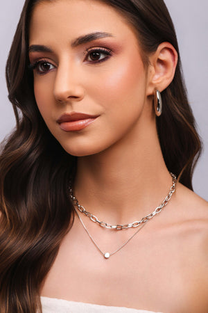 Brinco Argola Abaulada Ródio Branco