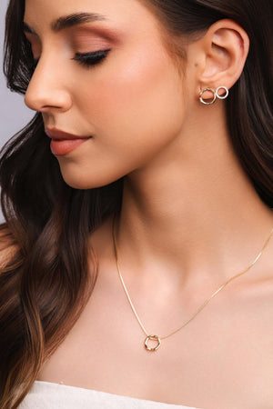 Brinco Circulo Cravejado Banhado a Ouro 18k