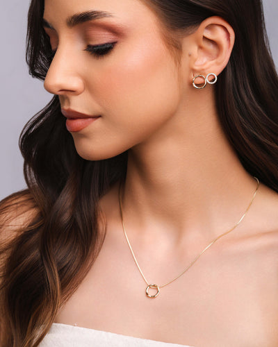 Brinco Círculo Cravejado Banhado a Ouro 18K