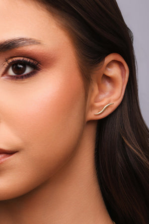 Brinco Ear Cuff Ondulado Banhado a Ouro 18k