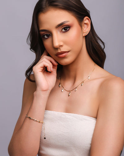 Choker Navetes Zircônia com Cristal Banhado a Ouro 18K - 30 cm