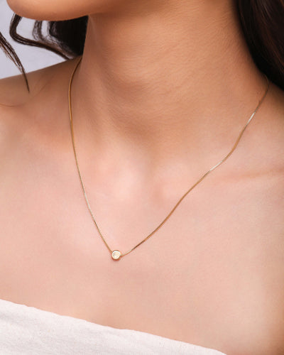 Colar Veneziana Pingente Redondo Liso Banhado a Ouro 18K - 45 cm