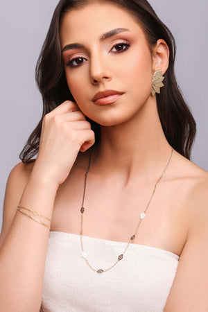 Gargantilha Grumet com Folhas Banhado a Ouro 18K - 60 cm