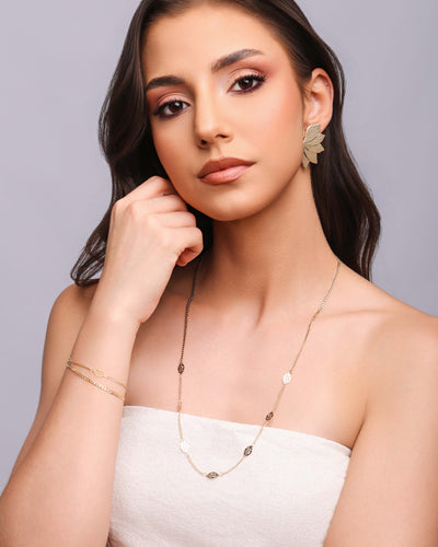 Colar Grumet com Folhas Banhado a Ouro 18K - 60 cm