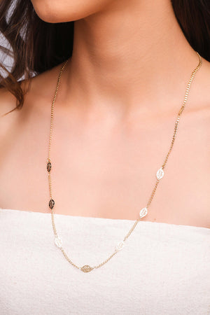 Gargantilha Grumet com Folhas Banhado a Ouro 18K - 60 cm