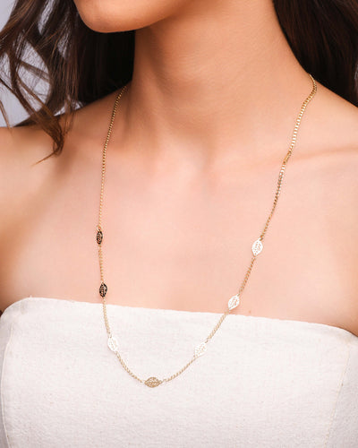 Colar Grumet com Folhas Banhado a Ouro 18K - 60 cm