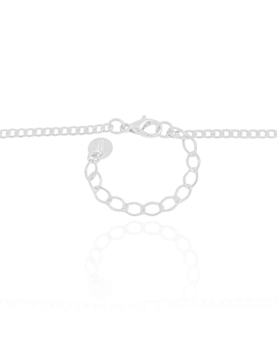 Colar Grumet com Folhas Ródio Branco - 60 cm
