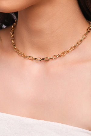 Choker Elos Ovais Banhado a Ouro 18K