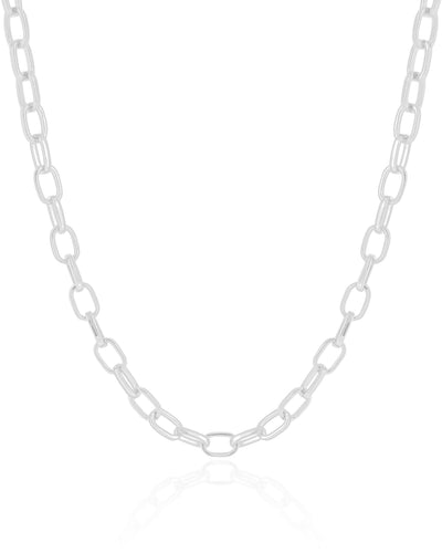 Choker Elos Ovais Ródio Branco - 30 cm