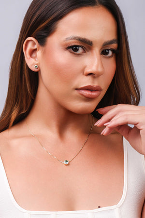 Conjunto Turmalina Cravejado Banhado a Ouro 18K