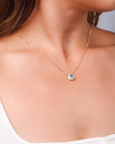 Conjunto Gota Turquesa Cravejada Banhado a Ouro 18K