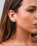 Conjunto Gota Turquesa Cravejada Banhado a Ouro 18K