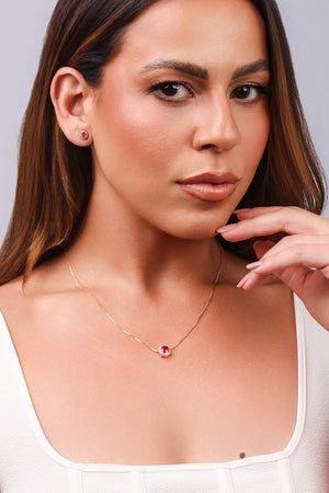 Conjunto Rubi Cravejado Banhado a Ouro 18K