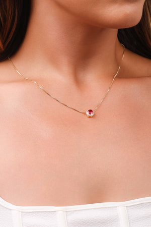 Conjunto Rubi Cravejado Banhado a Ouro 18K