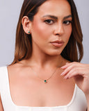 Conjunto Gota Esmeralda Cravejada Banhado a Ouro 18K