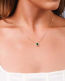 Conjunto Gota Esmeralda Cravejada Banhado a Ouro 18K