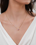 Conjunto Safira Rosa Cravejado Banhado a Ouro 18K