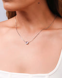 Conjunto Safira Rosa Cravejado Ródio Branco
