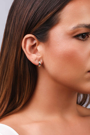 Brinco Argola Florzinha Cravejada Cristal Banhado a Ouro 18K