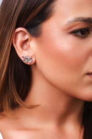 Brinco Flor Colorida Banhado a Ouro 18K