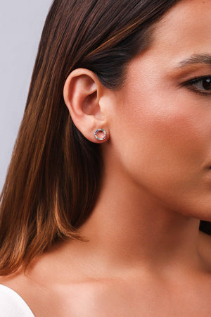 Brinco Circulo Cravejado Colorido Banhado a Ouro 18K