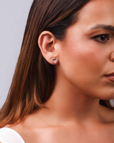Brinco Círculo Cravejado Colorido Banhado a Ouro 18K