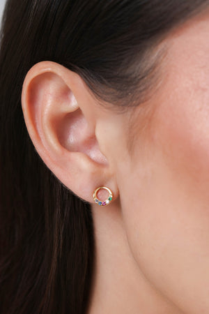 Circulo Colorido 8 mm Banhado a Ouro 18K