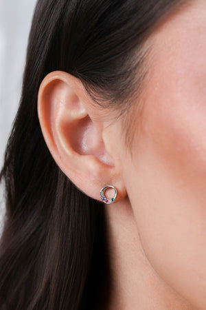 Circulo Colorido 8 mm Ródio Branco