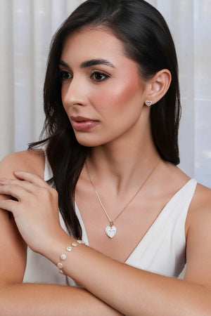 Brinco Coração Cravejado Cristal Banhado a Ouro 18K