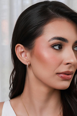 Brinco Argola Click Cravejada Cristal Banhado a Ouro 18K