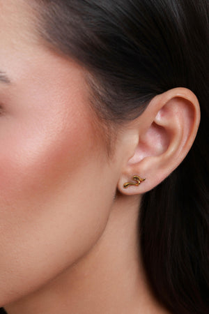 Brinco Cobra Ponto de Luz Verde Banhado a Ouro 18K