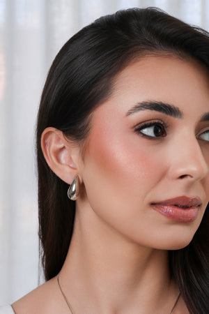 Brinco Gota Lisa ABS Ródio Branco