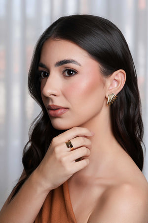 Brinco Seis Filetes Lisos Banhado a Ouro 18K