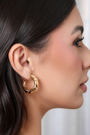 Brinco Argola Tubo Torcida ABS Banhado a Ouro 18K