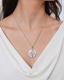 Pingente Madrepérola Árvore da Vida Cravejada Cristal Ródio Branco