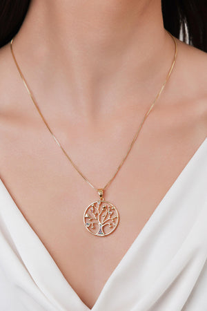 Pingente Árvore Corações Cravejados Coloridos Banhado a Ouro 18K