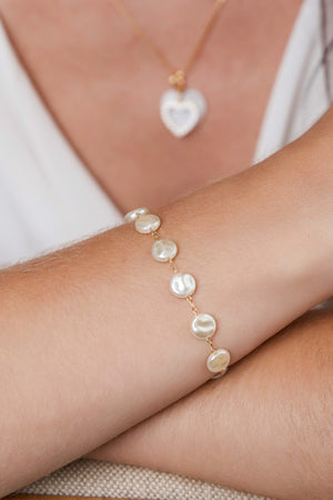 Pulseira Pérolas Achatadas Barrocas Banhado a Ouro 18K