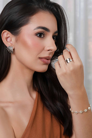 Pulseira Pérolas Achatadas Barrocas Ródio Branco