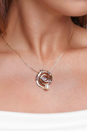 Gargantilha Maritimo Conchas Estrela Caracol Perola Banhado a Ouro 18K - 40 cm