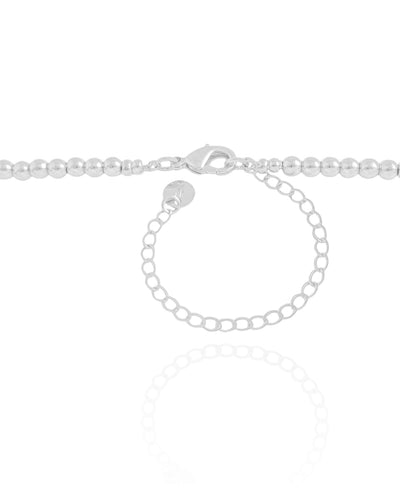 Choker Bolinhas Pingente Redondo Ródio Branco