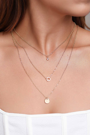 Gargantilha Tripla Ponto de Luz com Circulos Banhado a Ouro 18K - 40 cm