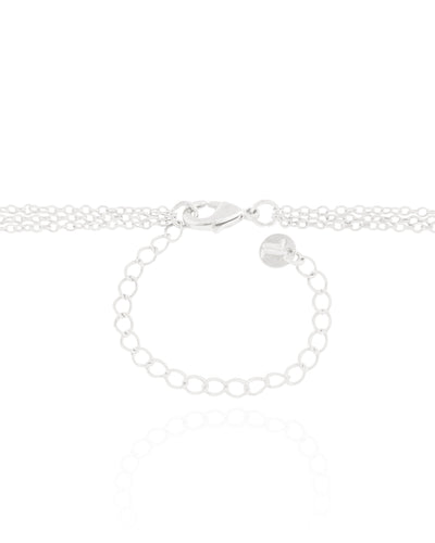 Colar Tripla Ponto de Luz com Círculos Ródio Branco - 40 cm