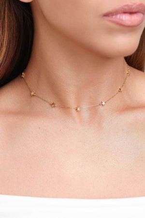 Choker Elos Mini Estrelas Banhado a Ouro 18K