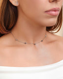 Choker Elos Mini Estrelas Ródio Branco