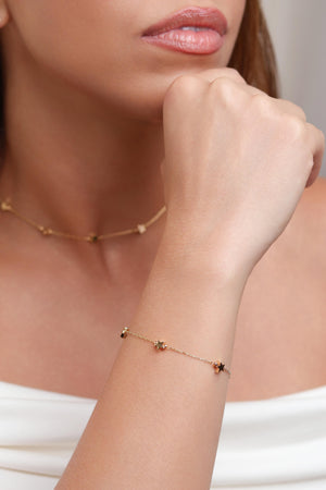 Pulseira Elos Mini Estrelas Banhado a Ouro 18K