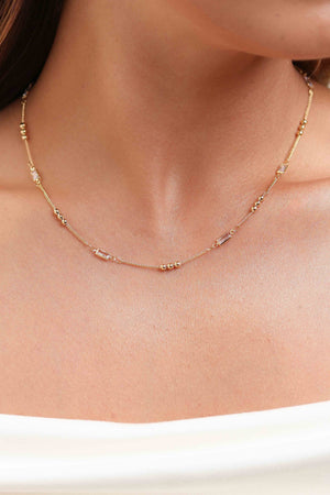 Gargantilha Cartier Retangulos Cristal Banhado a Ouro 18K - 45 cm